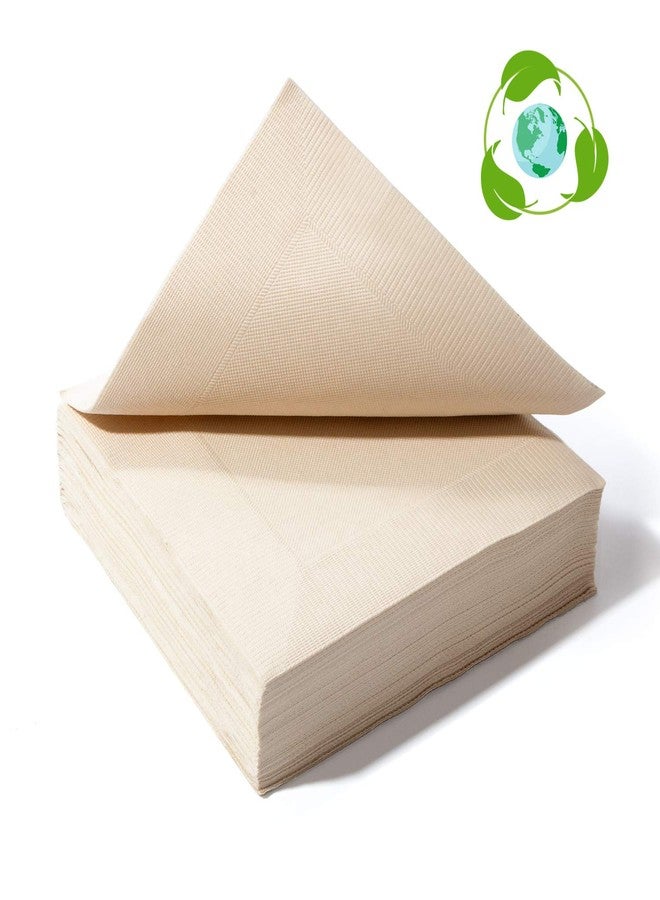 Bransio Recycled Post Consumer Napkins, Compostable Unbleached Eco Lunch Napkins, 50 PCS Disposable Dinner Napkin - Image 1