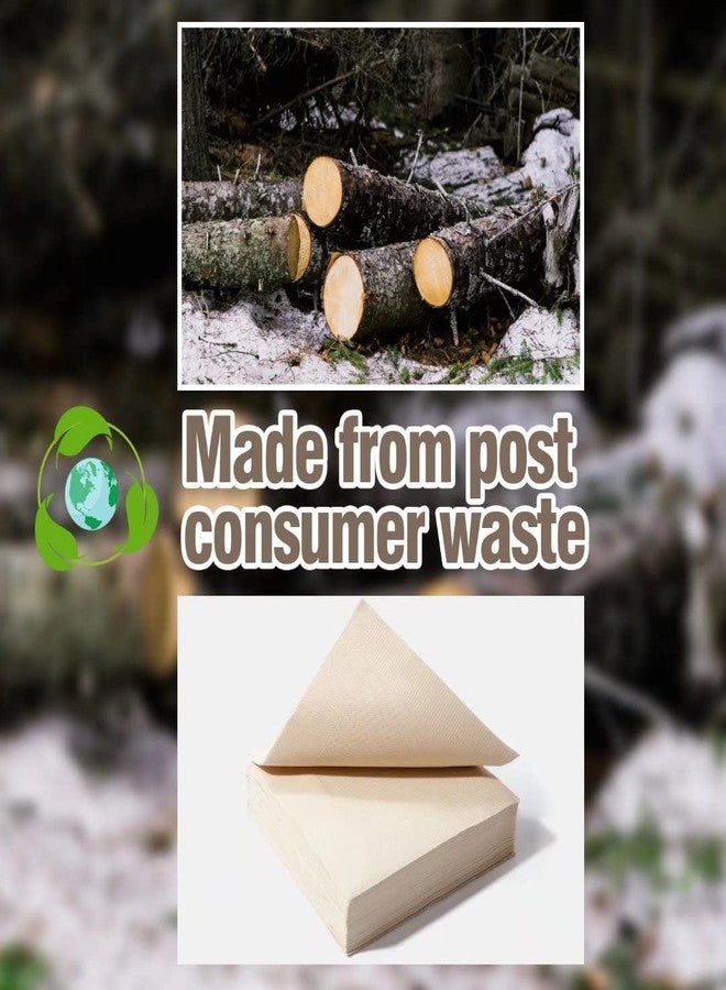 Bransio Recycled Post Consumer Napkins, Compostable Unbleached Eco Lunch Napkins, 50 PCS Disposable Dinner Napkin - Image 5
