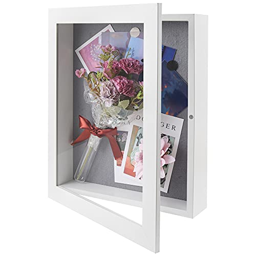 Frametory, 11x14 Shadow Box Frame - Front Opening - 2 inch Depth Display Box for Wall and Tabletop Display- Memory Box, 6 Pins Included (11x14, White) - Image 1