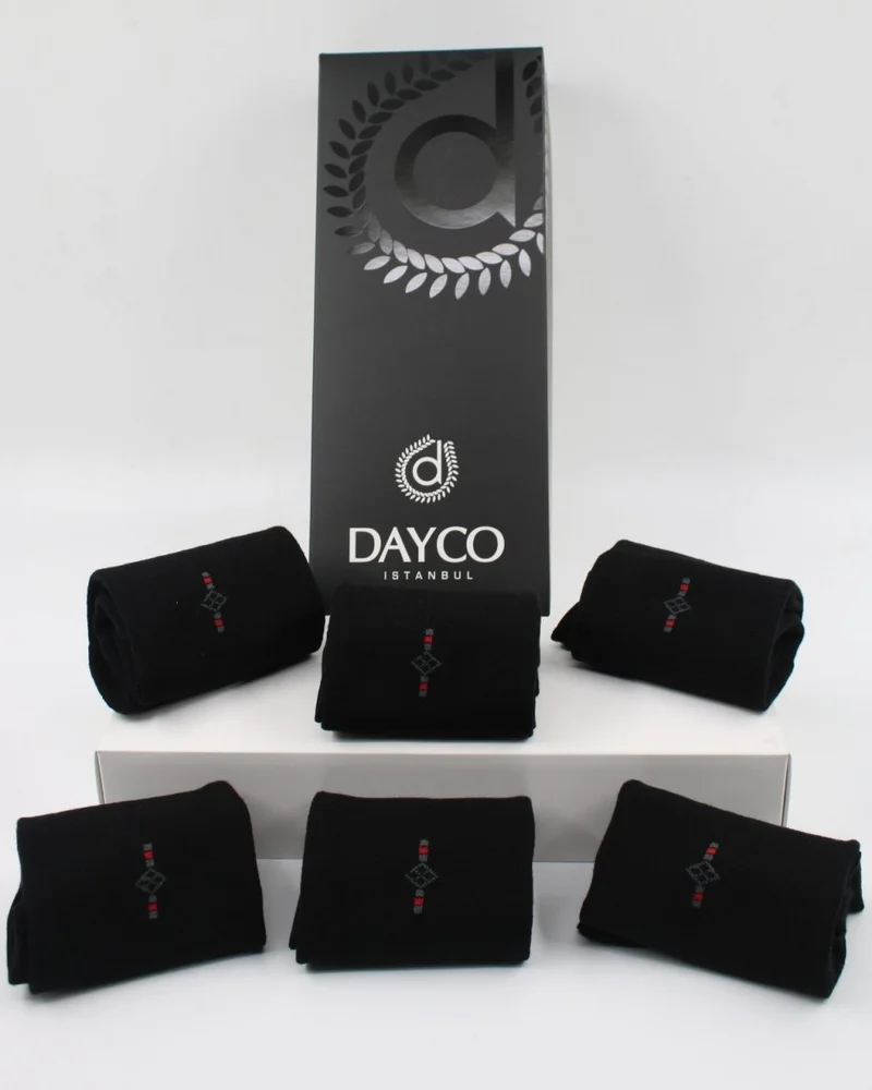 DAYCO Bamboo Winter Men's Black Socks 6 Pairs Black Boxed
