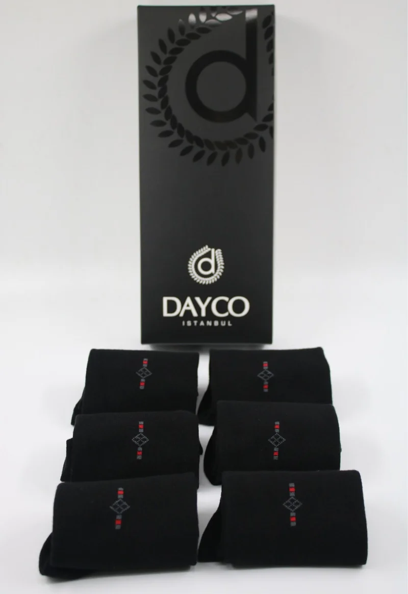 DAYCO Bamboo Winter Men's Black Socks 6 Pairs Black Boxed