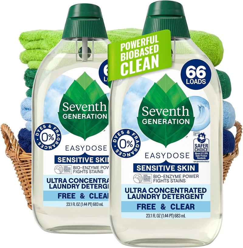 Seventh Generation Laundry Detergent, Ultra Concentrated EasyDose, Free & Clear, 23.1 Fl Oz (Pack of 2) - Image 1