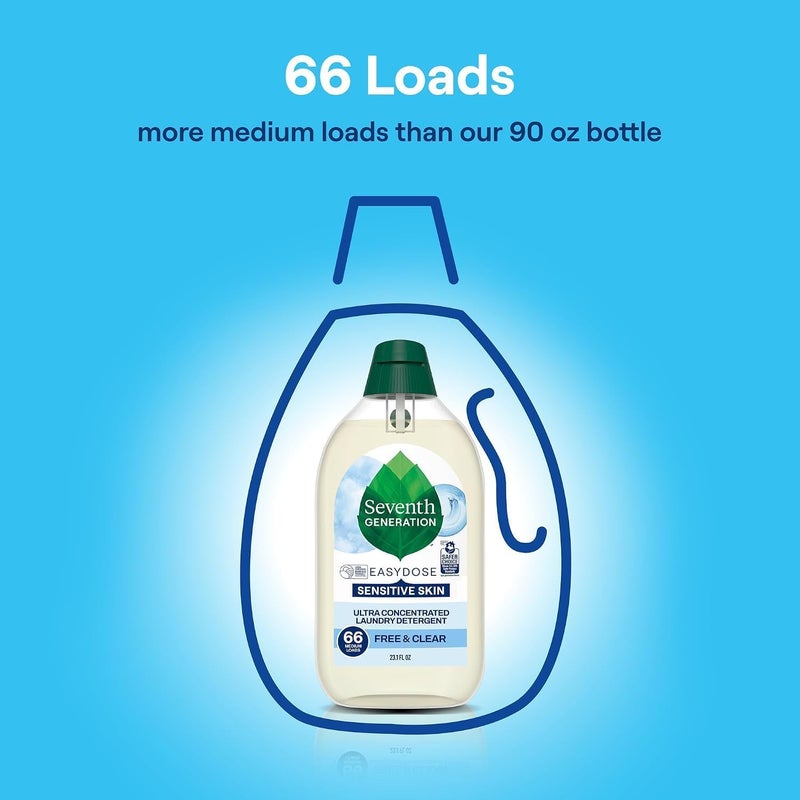 Seventh Generation Laundry Detergent, Ultra Concentrated EasyDose, Free & Clear, 23.1 Fl Oz (Pack of 2) - Image 5