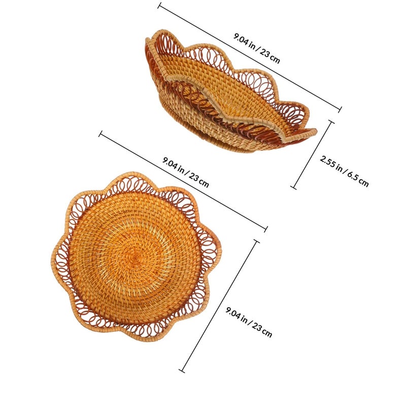 11 Inch White Rattan Bread Basket Kitchen Counter Organizer Storage Holder - Image 3