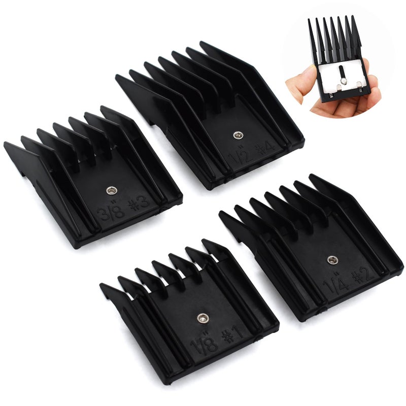 4 Pieces Professional A5Style Animal Clipper Attachment Guard Guide Cutting Combs Set 76926900 18 14 38 12 Compatible with Oster Classic 76 A5 Andis AG BG Wahl KM Pet Groomers Black
