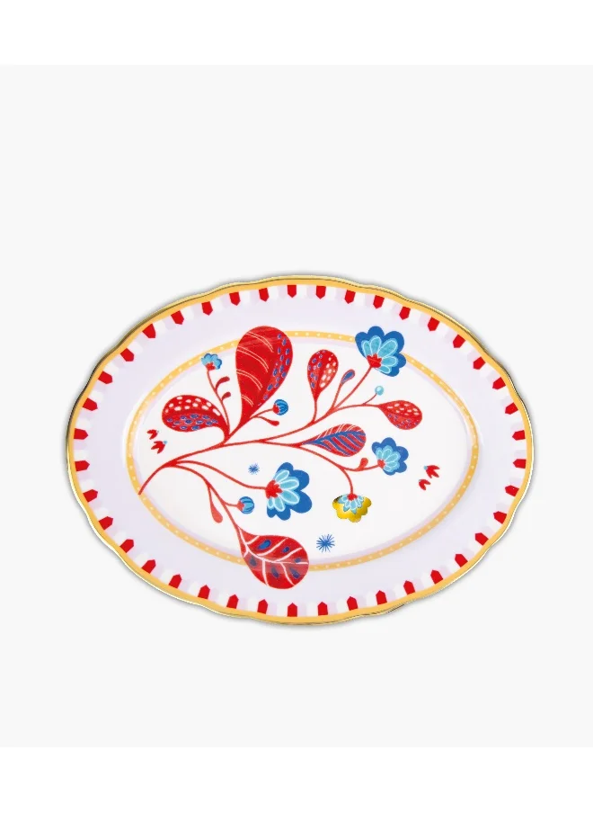 Baci milano Mamma Mia Flower Oval Plate - Porcelain 34x25cm