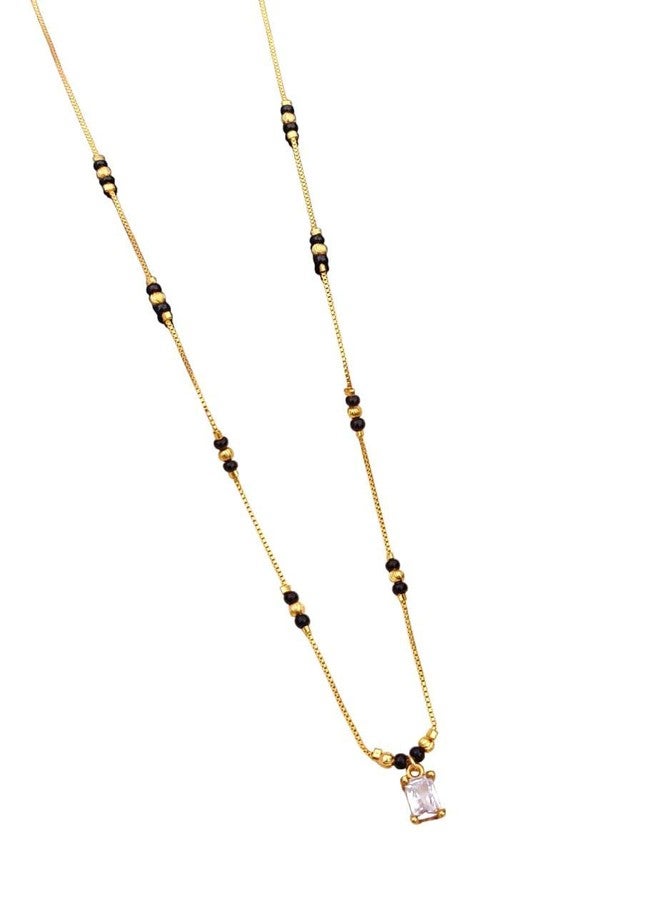 sweeply Elegant Black Beads Mangalsutra with Solitaire Pendant for Women | Traditional & Stylish Daily, Wear Jewelry, Best Birthday Gift, perfect for Anniversary, Mother's Day gift, Velentine Gift, Gift for Diwali - Image 1