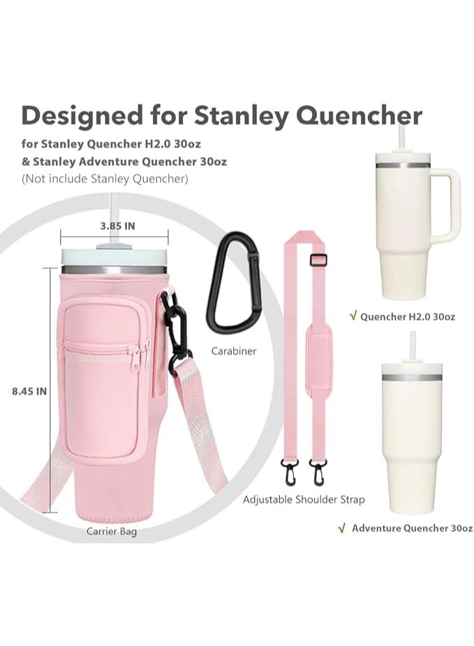 Generic Cup Holder Carrier Bag with Strap and Pouch for Stanley Quencher 30/40oz Tumbler. Cup Crossbody Holder Bag Compatible with Stanley Cup for Hiking Travelling Camping.  - Image 2