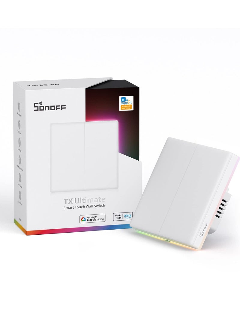 Sonoff TX Ultimate 2-Gang Smart Wi-Fi Touch Wall Switch–RGB Backlight - Image 1