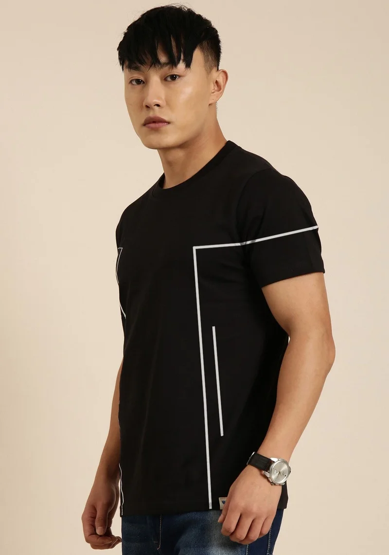 جوفن تيشيرت أسود كبير للرجال