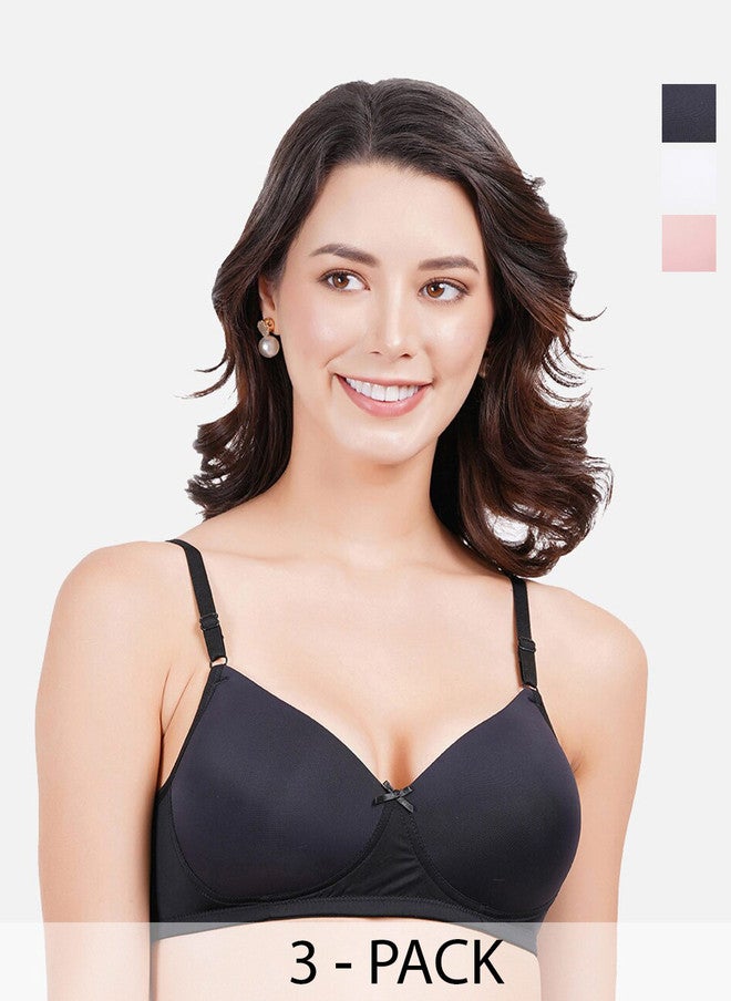 FIMS Pack Of 3 Full Coverage Lightly Padded Everyday Bras With All Day Comfort - Image 1