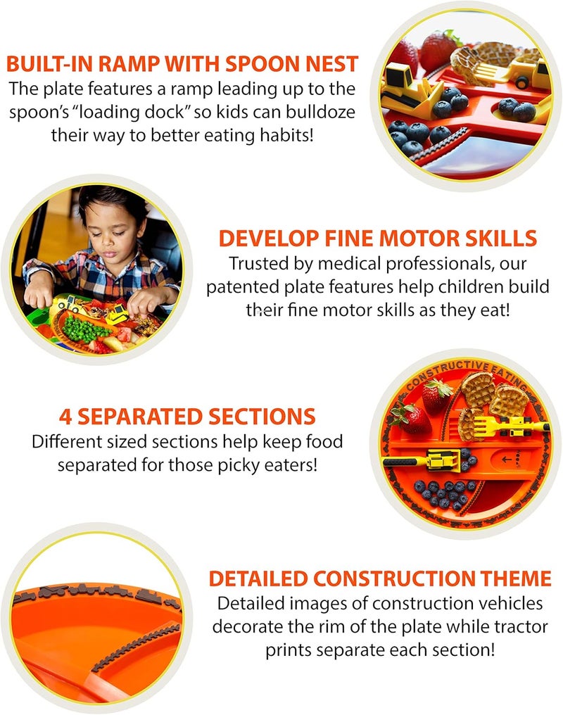 Constructive Eating Set of 3 Construction Utensils, Plate and Worksite Placemat - Image 3