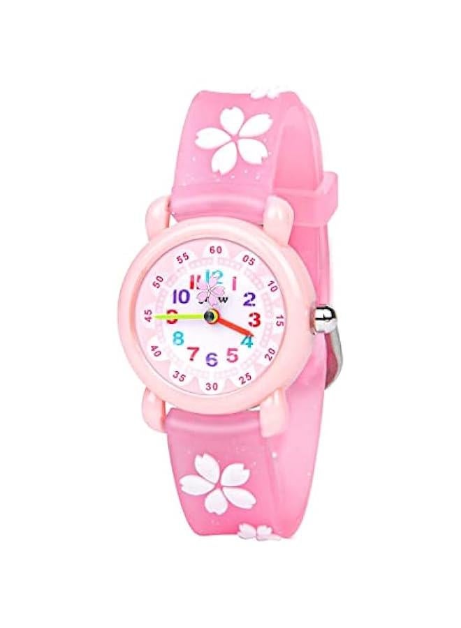 Kids Watches, 3D Cherry Blossom Pattern Quartz Kid Watches, Cartoon Toy Silicone Band Wristwatch, Childrens Watches Gift for Girls Age 3-11 Years Old  - Image 1