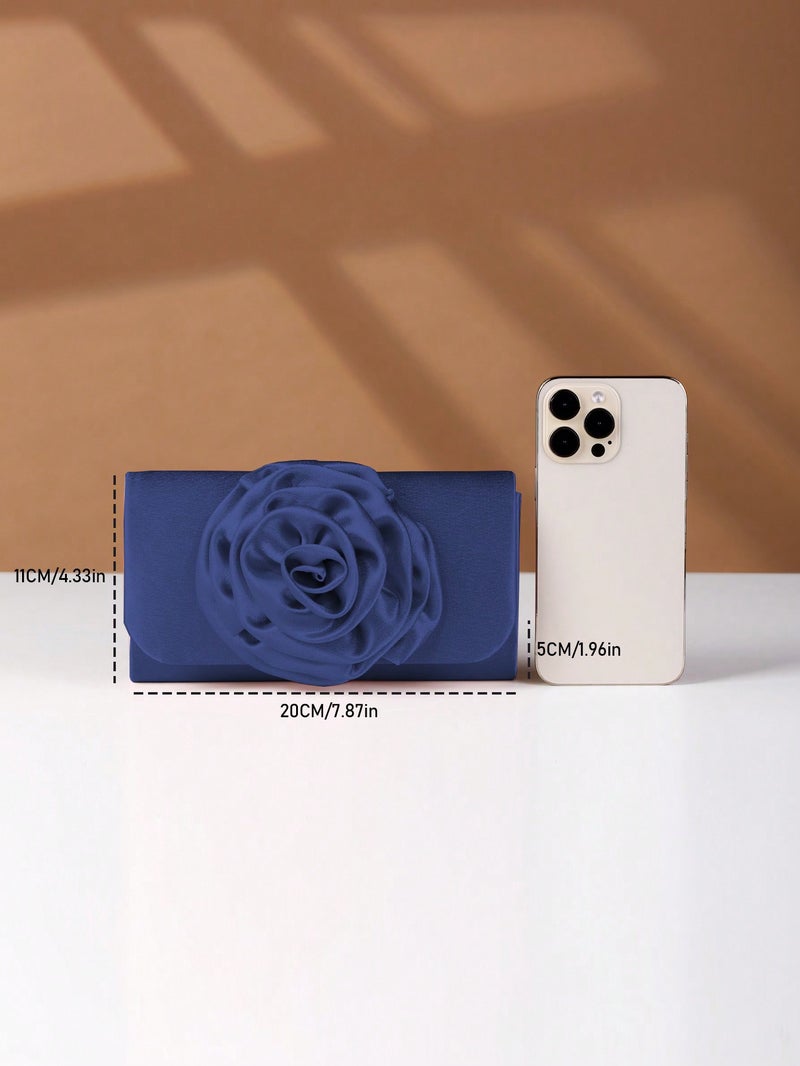 Fashion Flower Decorative Mini Clutch Elegant All-Match Women'S Chain Shoulder Crossbody Bag - Image 4