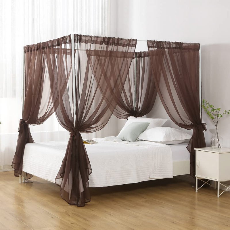 WANFASO Lace Canopy Bed Curtain Queen, Soft Romantic Bed Canopy Scarf for Girls Adults (Queen, White) - Image 1