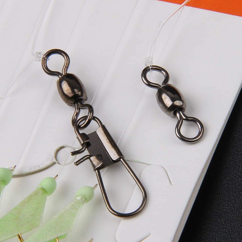 Shaddock Fishing Fishing Bait Rigs Saltwater, 10Packs Surf Fishing Rigs with Fish Skin Feather Fishing Hooks Swivels Glow Beads Rigs Sea Bass Rigs Fishing Bait Lures (CZC, 8#) - Image 5
