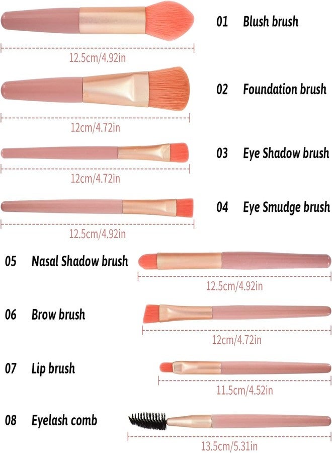 BSITFOW 8 Pcs Brush Set With Pouch, Makeup Brushes Premium Synthetic Kabuki Foundation, Concealers, Eye Shadows Professional Blush, Face Powder, Highlighter, Contour, Blending Eyeliner - Image 4
