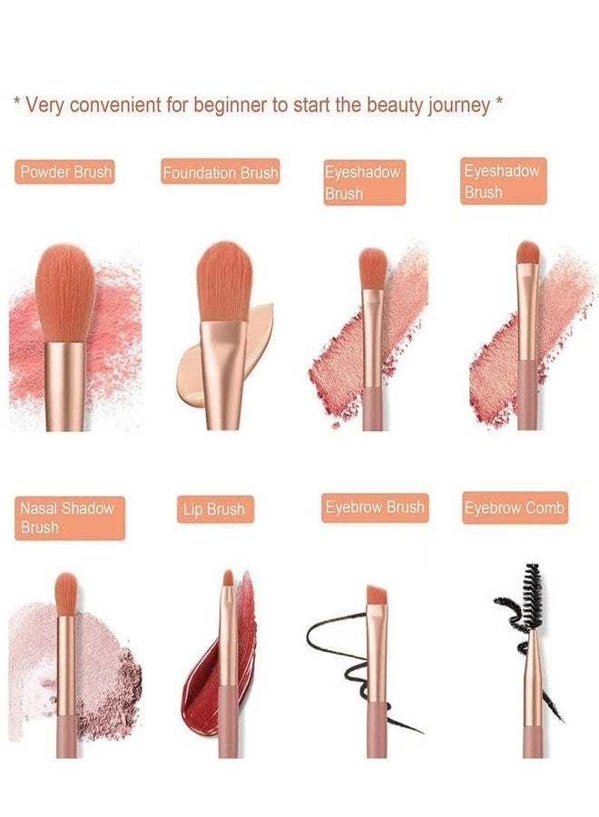 BSITFOW 8 Pcs Brush Set With Pouch, Makeup Brushes Premium Synthetic Kabuki Foundation, Concealers, Eye Shadows Professional Blush, Face Powder, Highlighter, Contour, Blending Eyeliner - Image 3