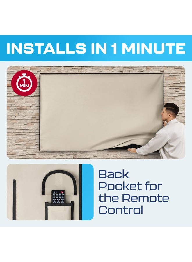 Garnetics Outdoor TV Cover 60"-65" inch - Universal Weatherproof Protector for Flat Screen TVs - Fits Most TV Mounts and Stands - Beige - Image 4
