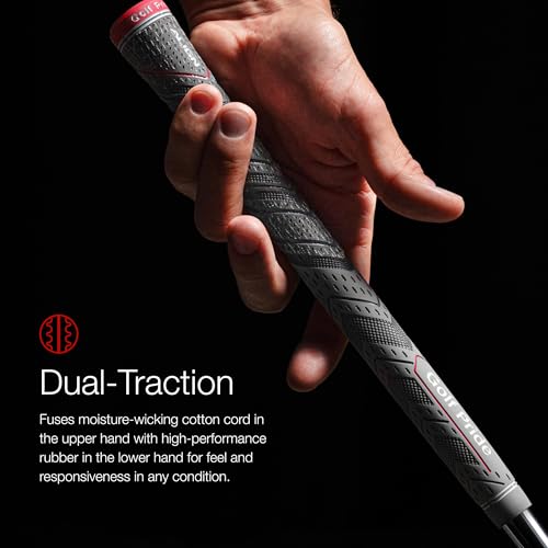 Golf Pride MCC Plus4 ALIGN Golf Club Grip - All-Weather Hybrid Grip with Raised Ridge Technology & Larger Lower Hand - Brushed Cotton Cord & Pebbled Texture - Midsize - 1 Pack - Image 3