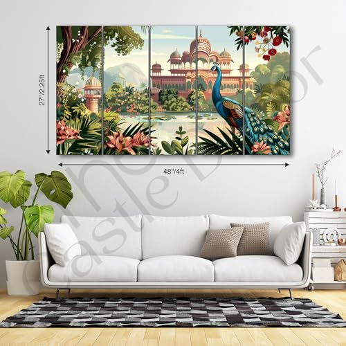 The Castle Decor Pichwai Madhubani art painting with frame Big Size 27x48 Wall art for living room,Bedroom,Drawing room,Hotels-Wooden Framed-701 - Image 3