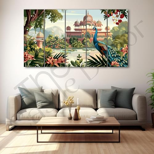 The Castle Decor Pichwai Madhubani art painting with frame Big Size 27x48 Wall art for living room,Bedroom,Drawing room,Hotels-Wooden Framed-701 - Image 2
