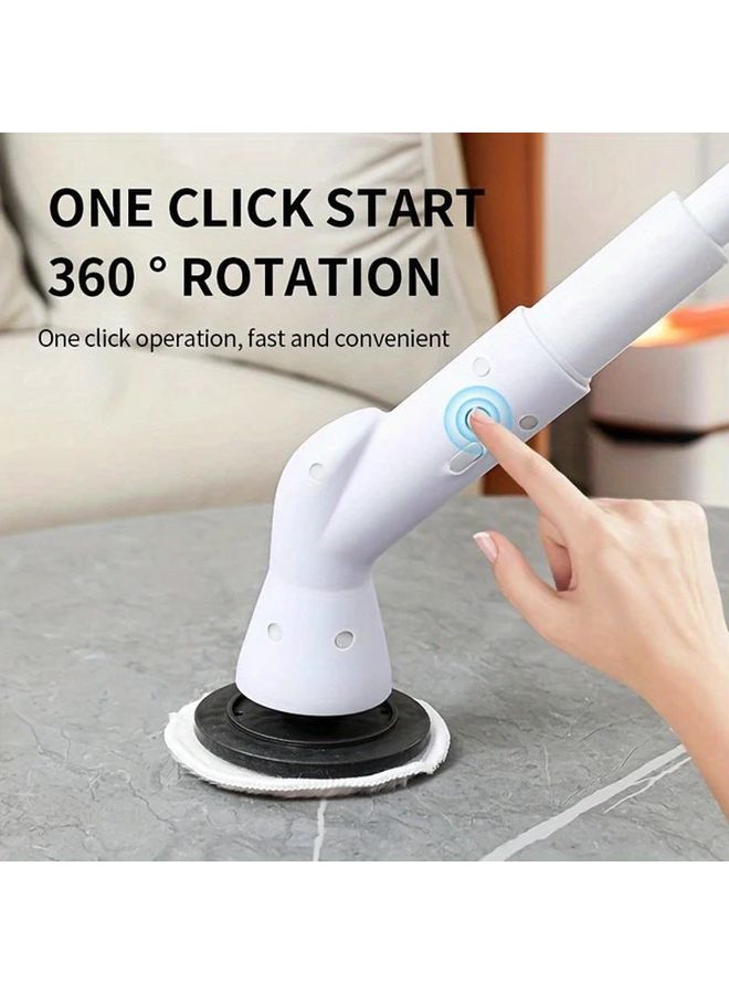 المنظف الكهربائي الأبيض الدوار 5 في 1 بشاحن USB ومقبض قابل للتمديد و5 فرش رأس - Image 3