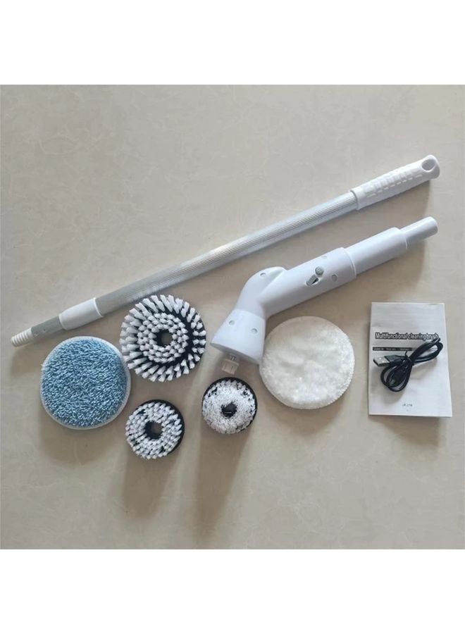 المنظف الكهربائي الأبيض الدوار 5 في 1 بشاحن USB ومقبض قابل للتمديد و5 فرش رأس - Image 1