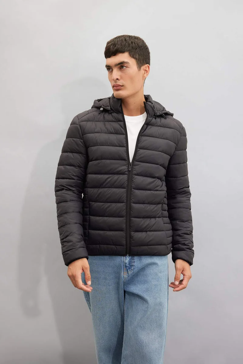 Defacto Slim Fit Hooded Zippered Waterproof Jacket