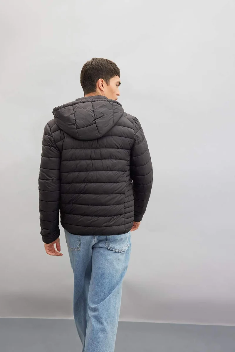 Defacto  Slim Fit Hooded Zippered Waterproof Jacket for Men | Best Price UAE