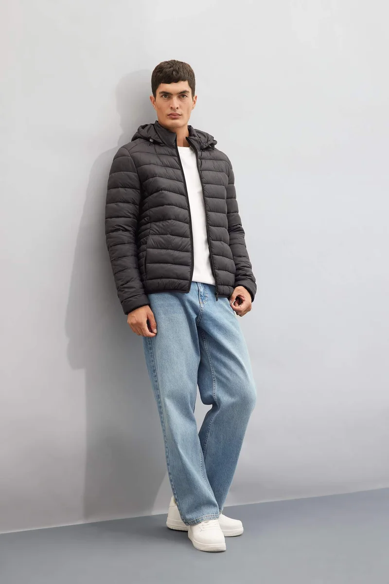 Defacto Slim Fit Hooded Zippered Waterproof Jacket
