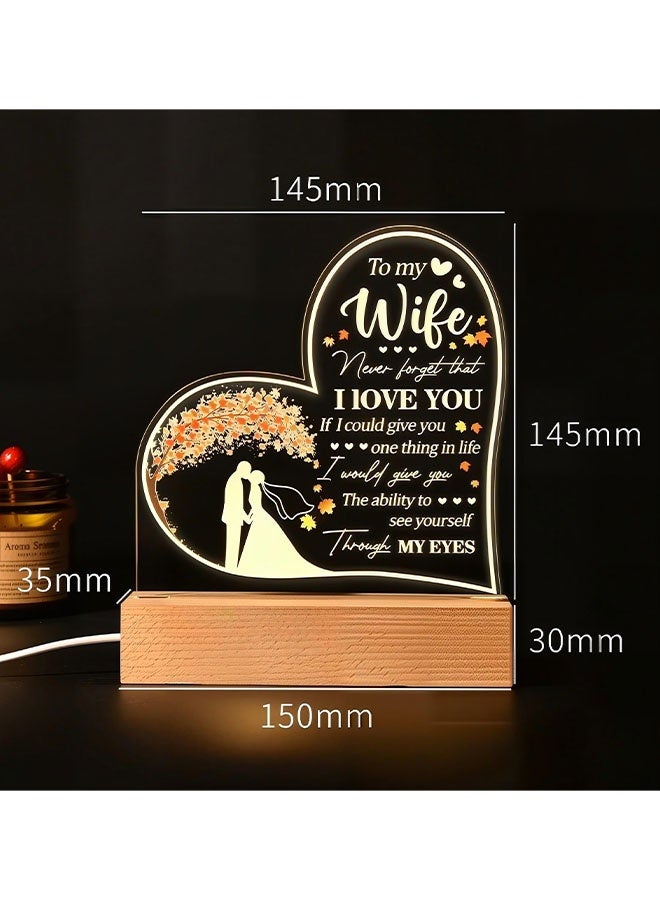 Happy D Gift for wife: Sweet anniversary gift with wooden base, warm lighting, suitable for room decoration, wife's birthday gift, wedding anniversary gift, Valentine's Day gift, gift for wife - Image 5