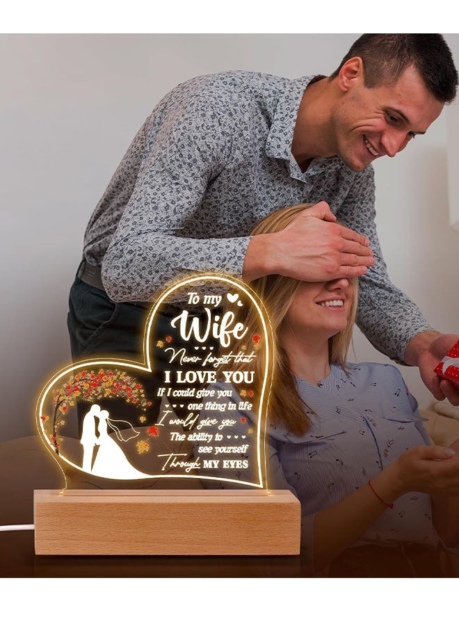 Happy D Gift for wife: Sweet anniversary gift with wooden base, warm lighting, suitable for room decoration, wife's birthday gift, wedding anniversary gift, Valentine's Day gift, gift for wife - Image 2