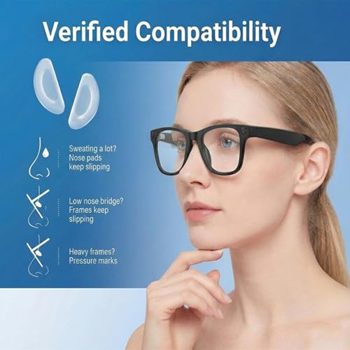 CLLFUU Replacement Nose Pads Compatible for RayBan Meta Wayfarer RW4006/4008 & Gen 2 RW4012(53mm & 50mm) Eyeglass Nose Pads,Anti Slip Replacement Nose Pads,Black(20Paris) - Image 4