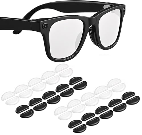 CLLFUU Replacement Nose Pads Compatible for RayBan Meta Wayfarer RW4006/4008 & Gen 2 RW4012(53mm & 50mm) Eyeglass Nose Pads,Anti Slip Replacement Nose Pads,Black(20Paris) - Image 1