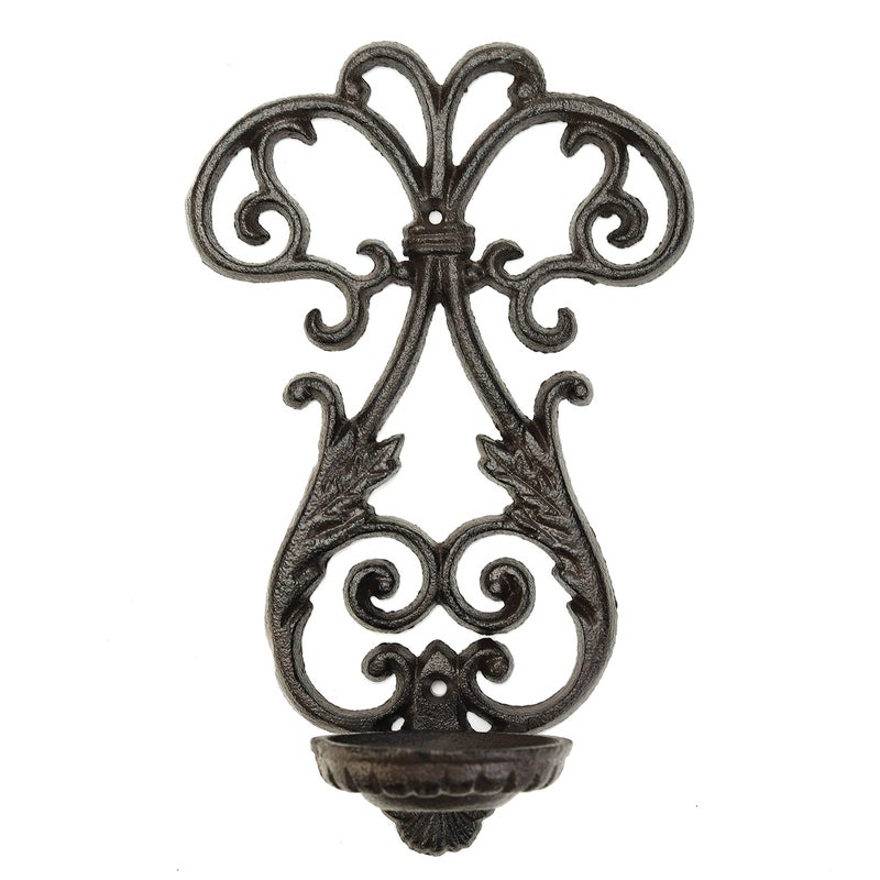 Sungmor Cast Iron Wall Candle Sconce Wall Mount Tealight Flameless Candle Holders Decorative Vintage Vine Candleholder Wall Hanging Pillar Candle Stand Kitchen Dining Living Room Bedroom Patio Decor