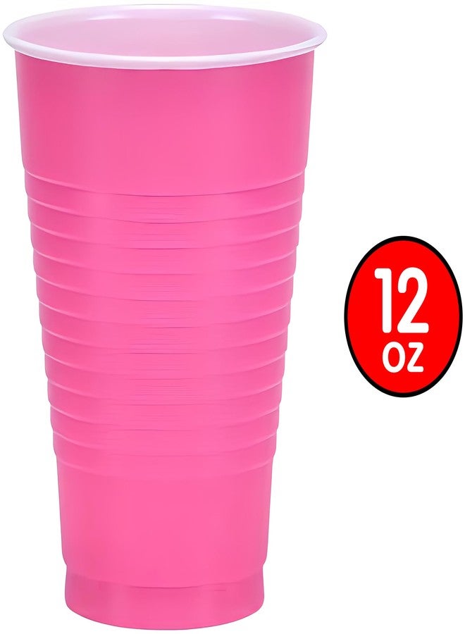 Party Dimensions Disposable Plastic Party Cups - 12 oz | Hot Pink | Pack of 20 - Image 3