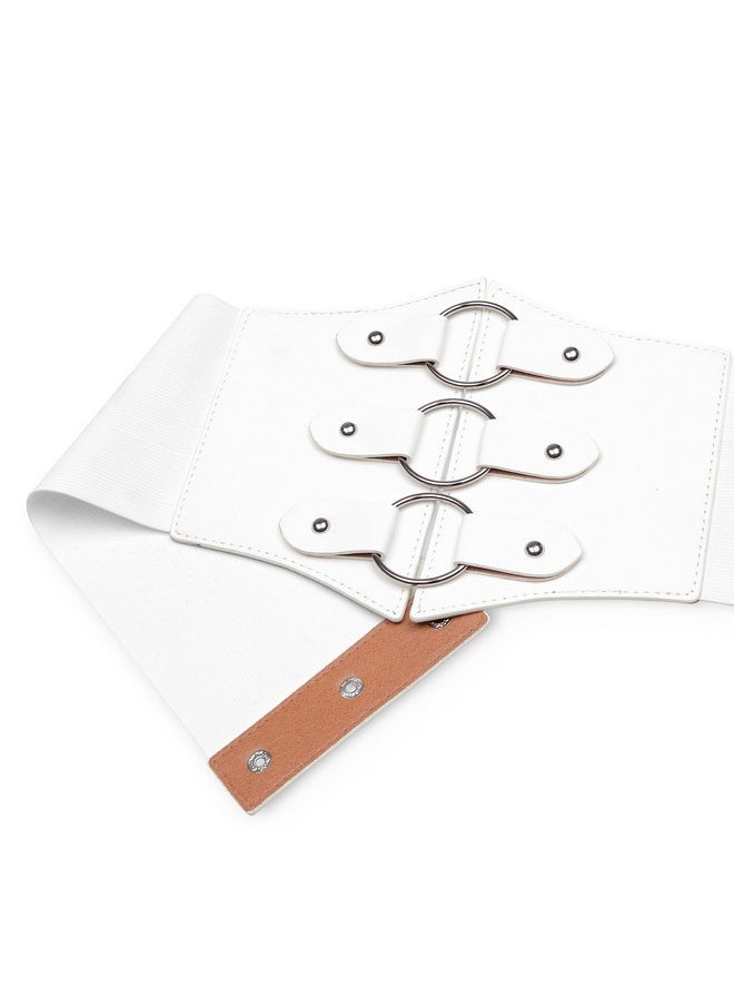 BlackButterfly - Elastic Cosplay Halloween Metal Ring Waist Pirate Waspie Corset Belt (White Xxl) - Image 1