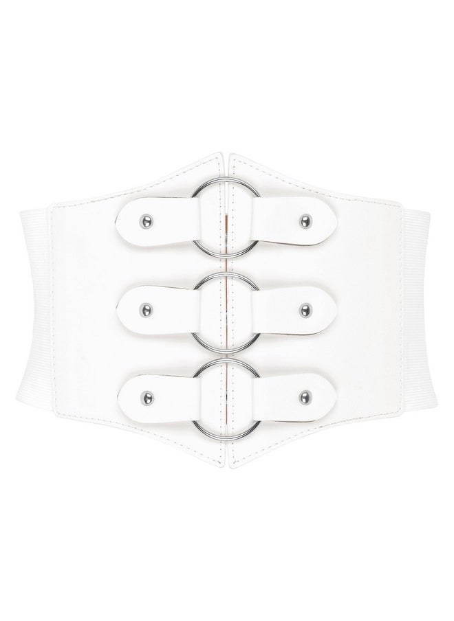 BlackButterfly - Elastic Cosplay Halloween Metal Ring Waist Pirate Waspie Corset Belt (White Xxl) - Image 1