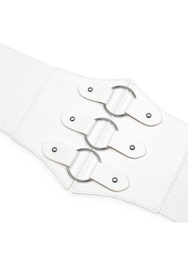 BlackButterfly - Elastic Cosplay Halloween Metal Ring Waist Pirate Waspie Corset Belt (White Xxl) - Image 1