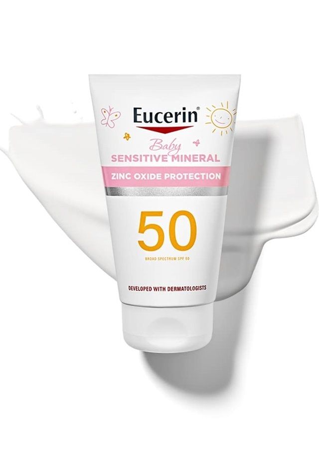 Eucerin Sun Sensitive Mineral Baby Sunscreen SPF 50, Sunscreen Lotion With Zinc Oxide Protection, 4 Fl Oz Tube  - Image 1