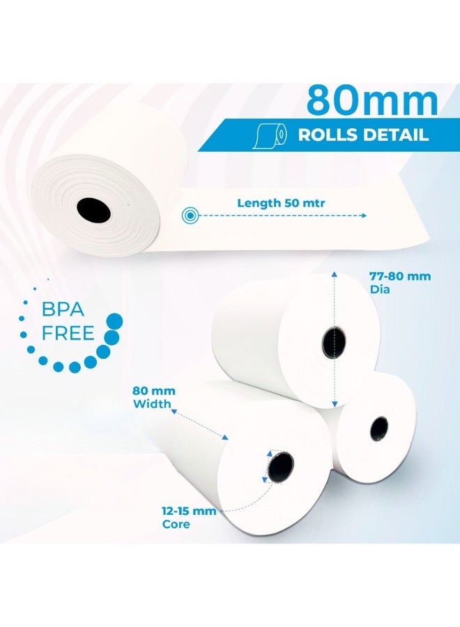 Premium Thermal Paper Roll 80mm x 80mm Pack of 5 – High Sensitivity BPA-Free Receipt Rolls for POS, Billing Machines & Cash Registers - Image 2