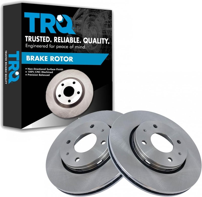 TRQ Front Brake Rotors Set Vented Compatible with 2000-2004 Volvo S40 2000-2003 V40 - Image 1