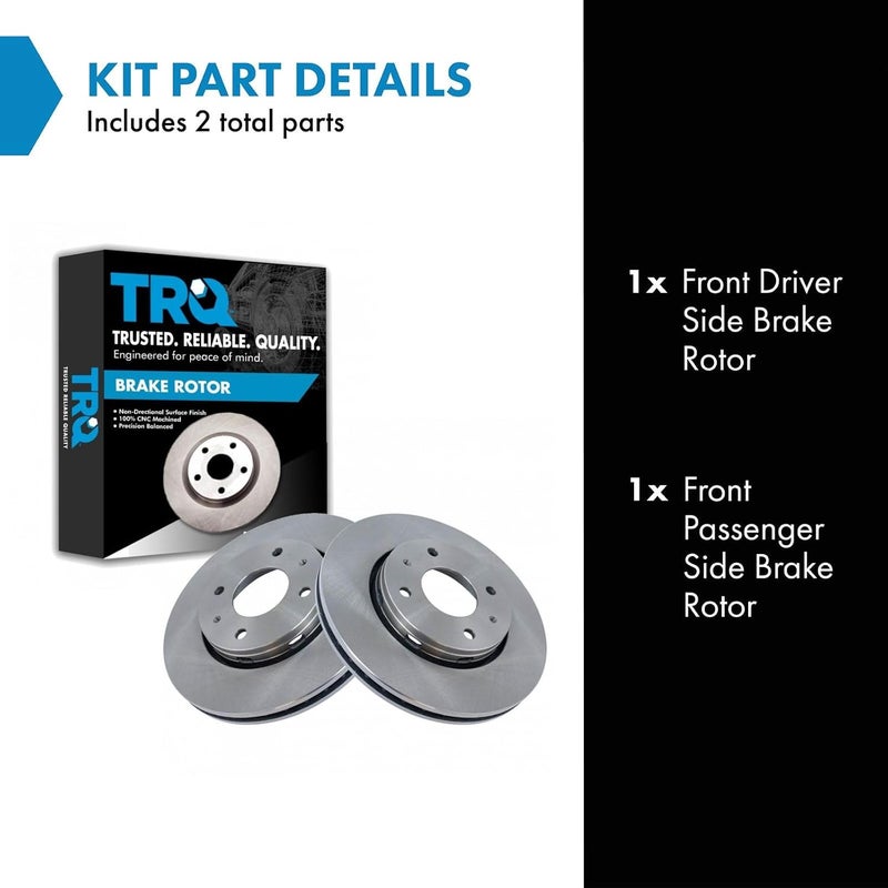 TRQ Front Brake Rotors Set Vented Compatible with 2000-2004 Volvo S40 2000-2003 V40 - Image 2