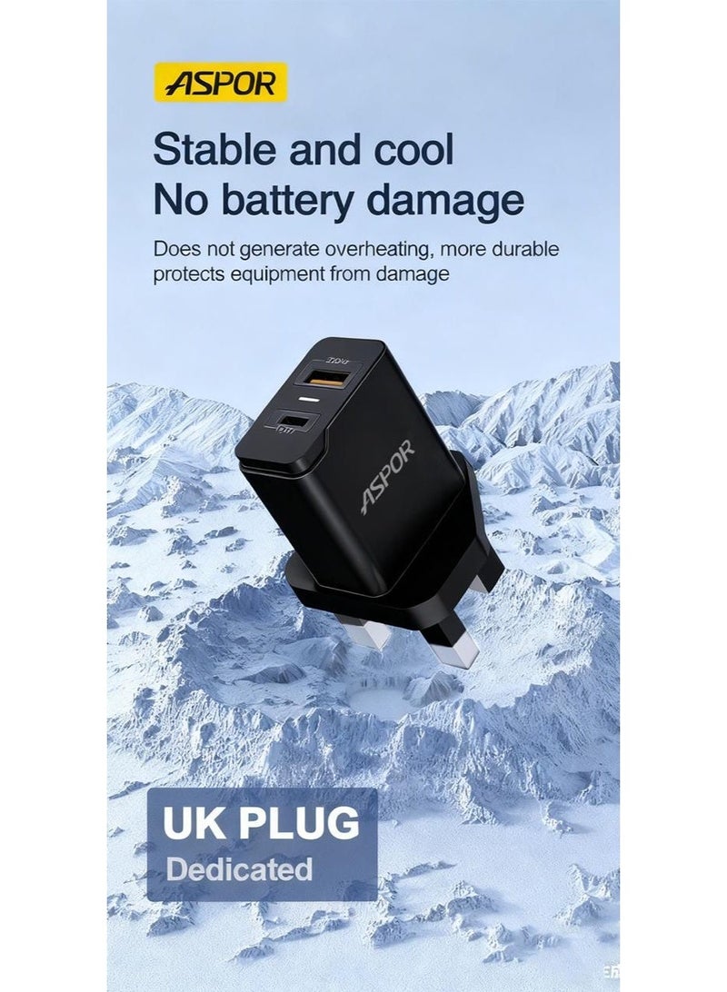 أسبور راس شاحن ASPOR A826 السريع بقدرة 38 واط – QC3.0 + PD - Image 5