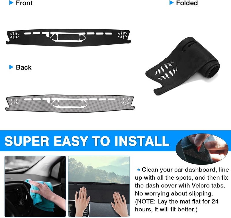 Autorder Dashboard Cover Mat for 2020-2024 Jeep Gladiator JT Accessories Dash Cover Flannel Dash Mat Sunshade Glare UV Rays Protector - Image 5