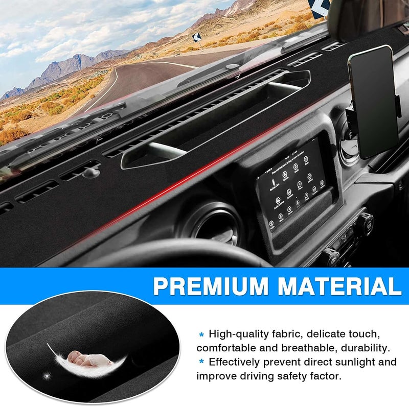 Autorder Dashboard Cover Mat for 2020-2024 Jeep Gladiator JT Accessories Dash Cover Flannel Dash Mat Sunshade Glare UV Rays Protector - Image 4