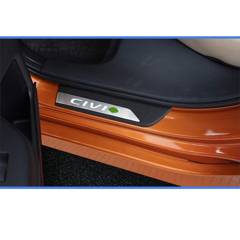 XITER Stainless Steel Door Sill Scuff Plate Guard Sills Door Entry Guard Protector Trim Autoparts Accessories 4PCS For Honda 10th Civic 2016 2017 2018 2019 2020 2021 (Without LED) - Image 4
