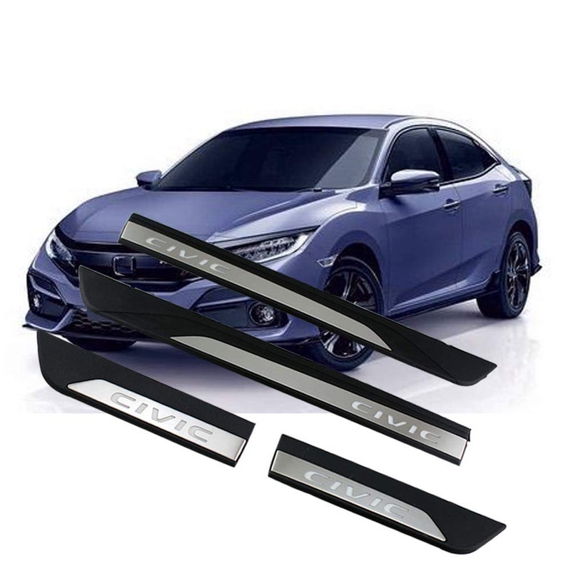 XITER Stainless Steel Door Sill Scuff Plate Guard Sills Door Entry Guard Protector Trim Autoparts Accessories 4PCS For Honda 10th Civic 2016 2017 2018 2019 2020 2021 (Without LED) - Image 2