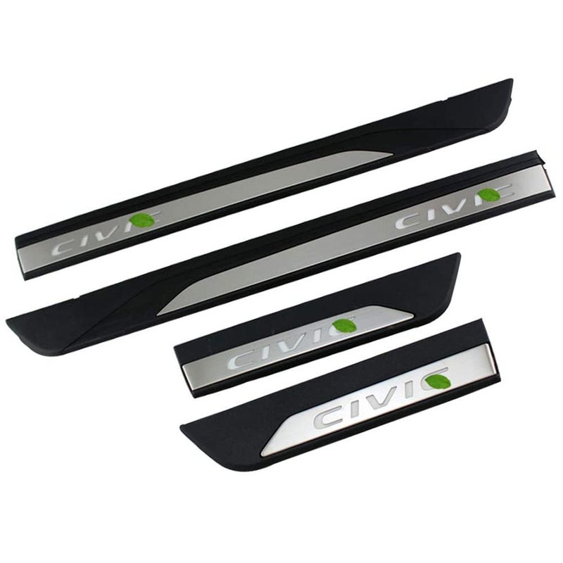 XITER Stainless Steel Door Sill Scuff Plate Guard Sills Door Entry Guard Protector Trim Autoparts Accessories 4PCS For Honda 10th Civic 2016 2017 2018 2019 2020 2021 (Without LED) - Image 1